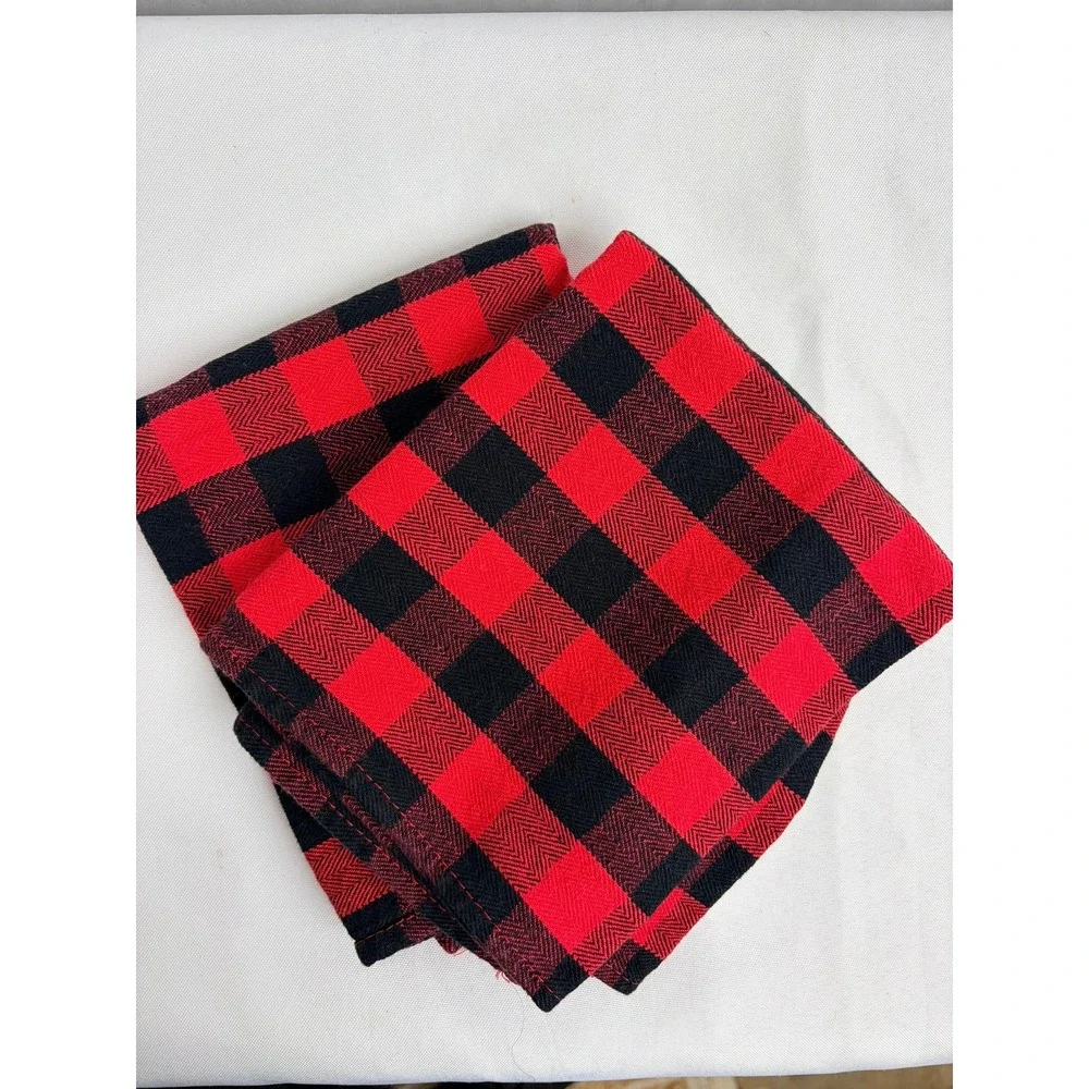 Red Black Buffalo Plaid Cotton Dinner Napkins‎ Set of 2  Checkered 23 x 15